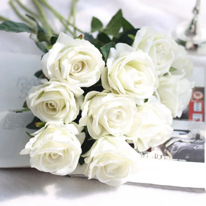 11 шт. романтическая роза искусственный цветок Сделай Сам Красный Белый Шелковый Искусственный цветок для вечерние украшения дома свадьбы День святого Валентина