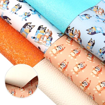

6pcs/set 20*34cm Printed Cartoon Faux Leather for Bows Fabric Tela Impermeable Textil Synthetic Leather Sheet DIY ,1Yc7830