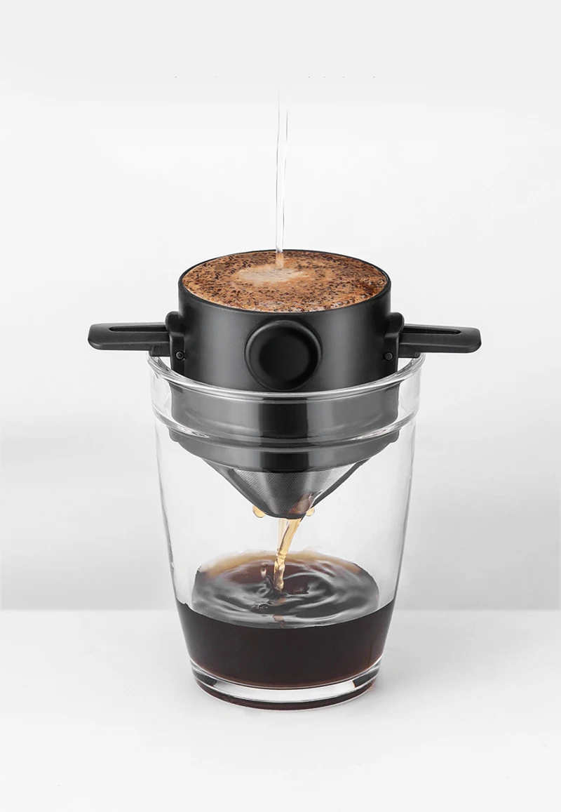 Filtre de goutteur de café transparent tasse passoire à thé réutilisable verser sur servir tasse pour la maison café S+40pcs 