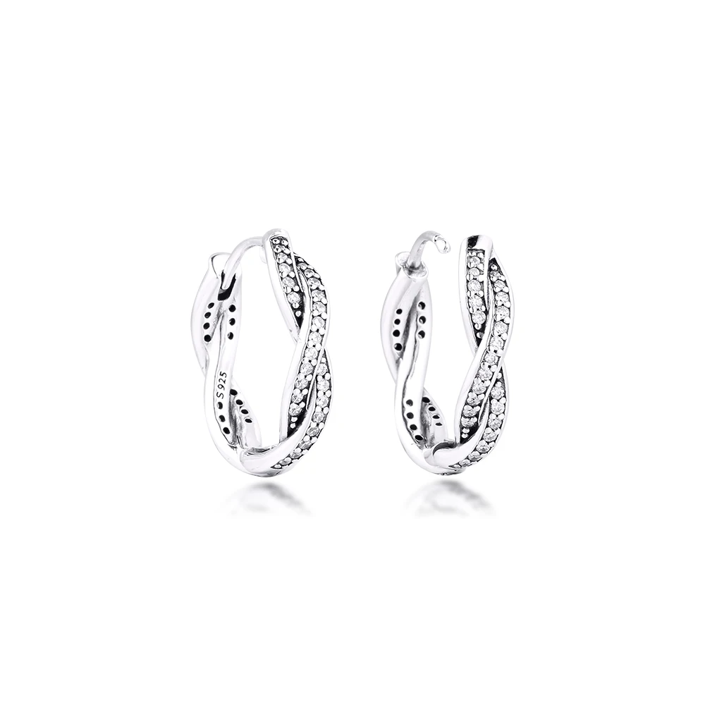 

100% 925 Sterling Silver Earrings Twist of Fate Braided Hoop Earrings for Women Fine Jewelry Party Gift Brincos Wholesale