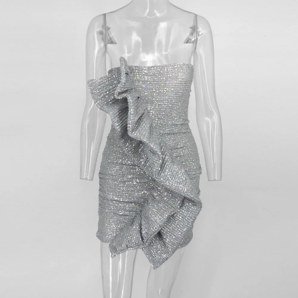 Yissang новое летнее женское вечернее платье в стиле знаменитостей Vestidos, сексуальное платье без рукавов с оборками, облегающее Клубное платье без бретелек