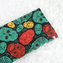 Полуметровая однотонная хлопковая ткань с принтом головы черепа, ручная работа, платье для одежды, детская ткань, хлопок, CR-276