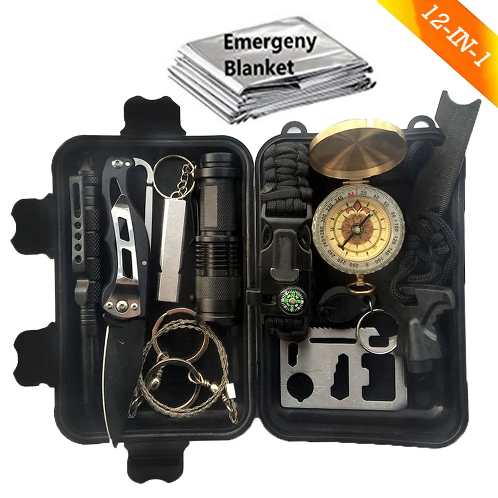 14-in-1 Emergency Compact Survival Kit Outdoors Hiking Tactical Recon Camping 14-in-1 Emergency Compact Survival Kit Outdoors Hiking Tactical Recon Camping
