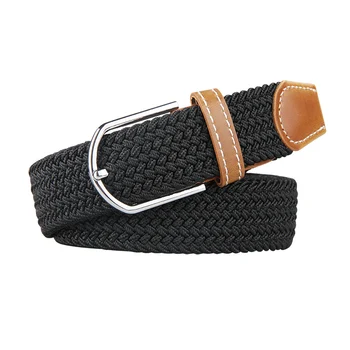 

Hot Sales Men Woven Elastic Black Belt High Quality Belt Strap Black Color 1-3/8" or 35mm Wide Stretchy Waist Belt Free Shipping