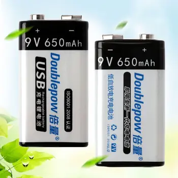 

9V 650mAh lithium polymer lithium ion rechargeable battery with micro USB cable for microphone toy remote control KTV