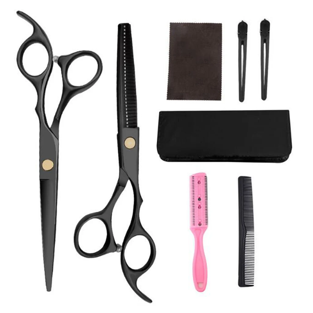 8 Pack Professional Hairdressing Scissors Kit Hair Cutting Scissors Hair Scissors Tail comb Hair Cape Hair Cutter Comb