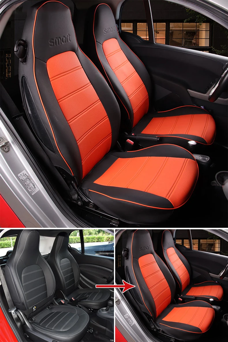 2008- автомобильный кожаный защитный чехол для сиденья с полной обмоткой подушка для интерьера Аксессуары для Mercedes Smart 451 fortwo