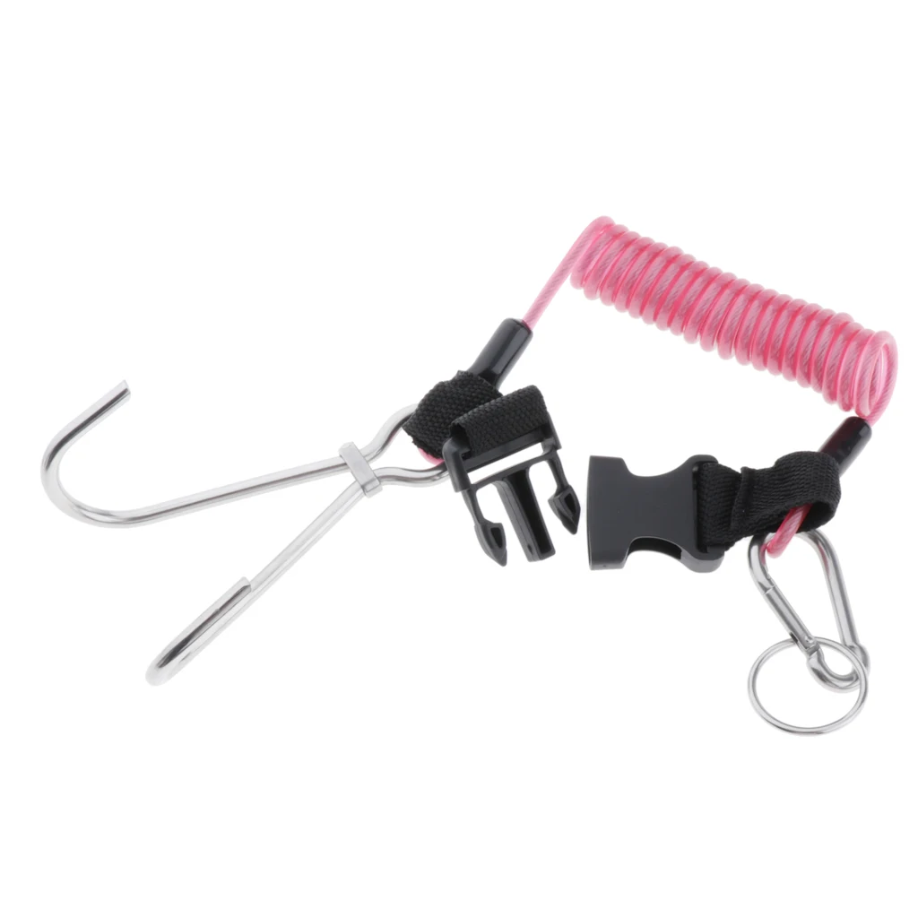Durable Diving Reef Hook Coil Lanyard Cave Dive Snorkeling Clip Safety Gear Safety Accessories Equipment