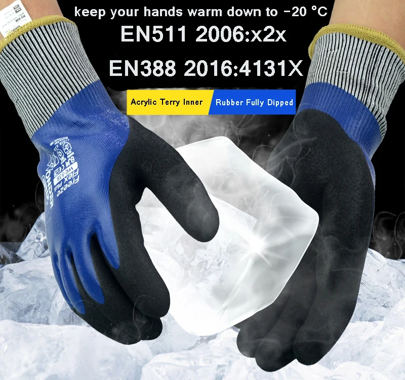 

Freeze Flex Oil Resistant Food Insulated Warm Winter Waterproof Skiing Anti Cold Micro Thermal Garden Nitrile Safety Work Glove