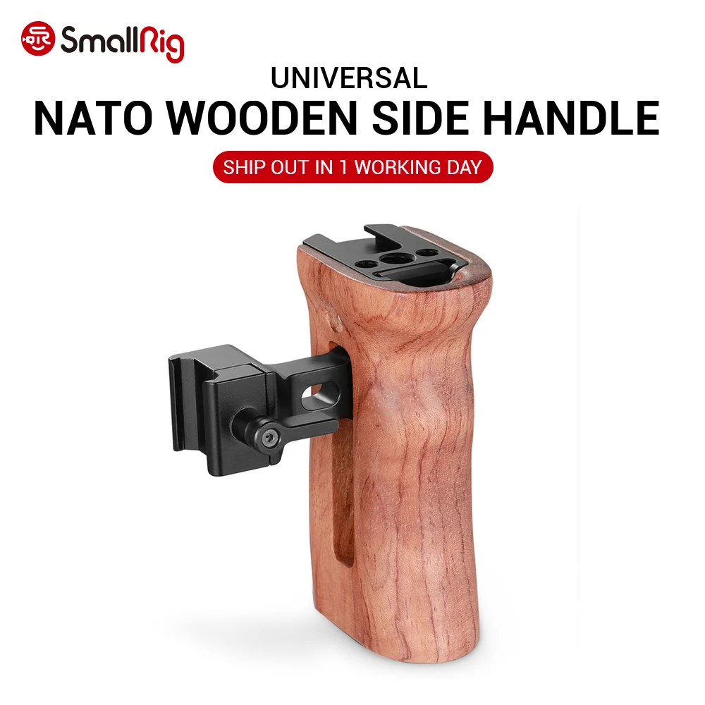 SmallRig DSLR камера с деревянной ручкой быстросъемная Боковая ручка NATO креплением