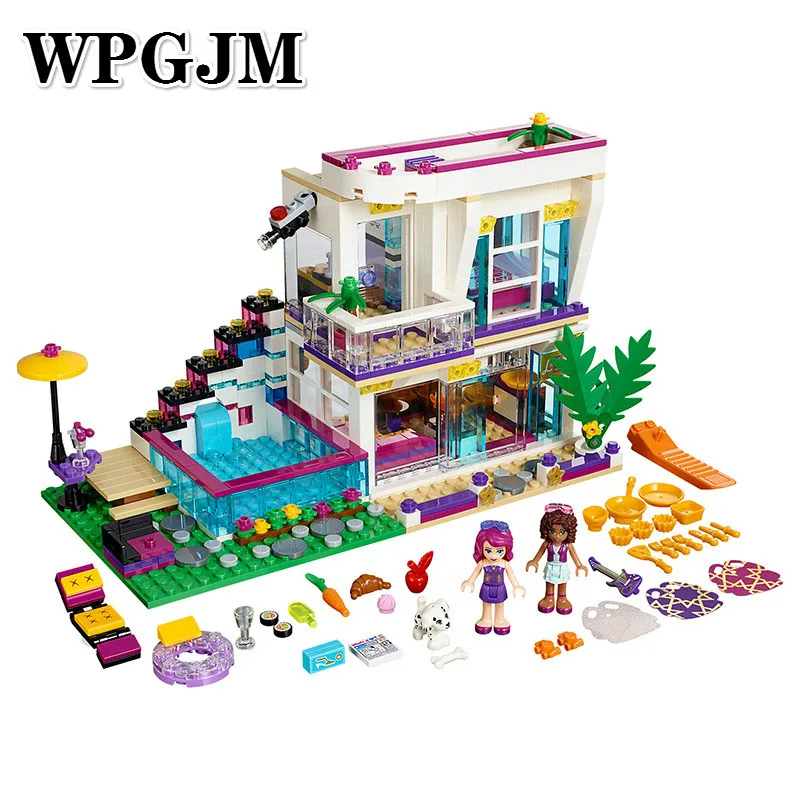 

Compatible Legoinglys Friends 760pcs Pop Star House Constructor Model Kit Blocks Bricks Toys for Boys Girls Children Modeling