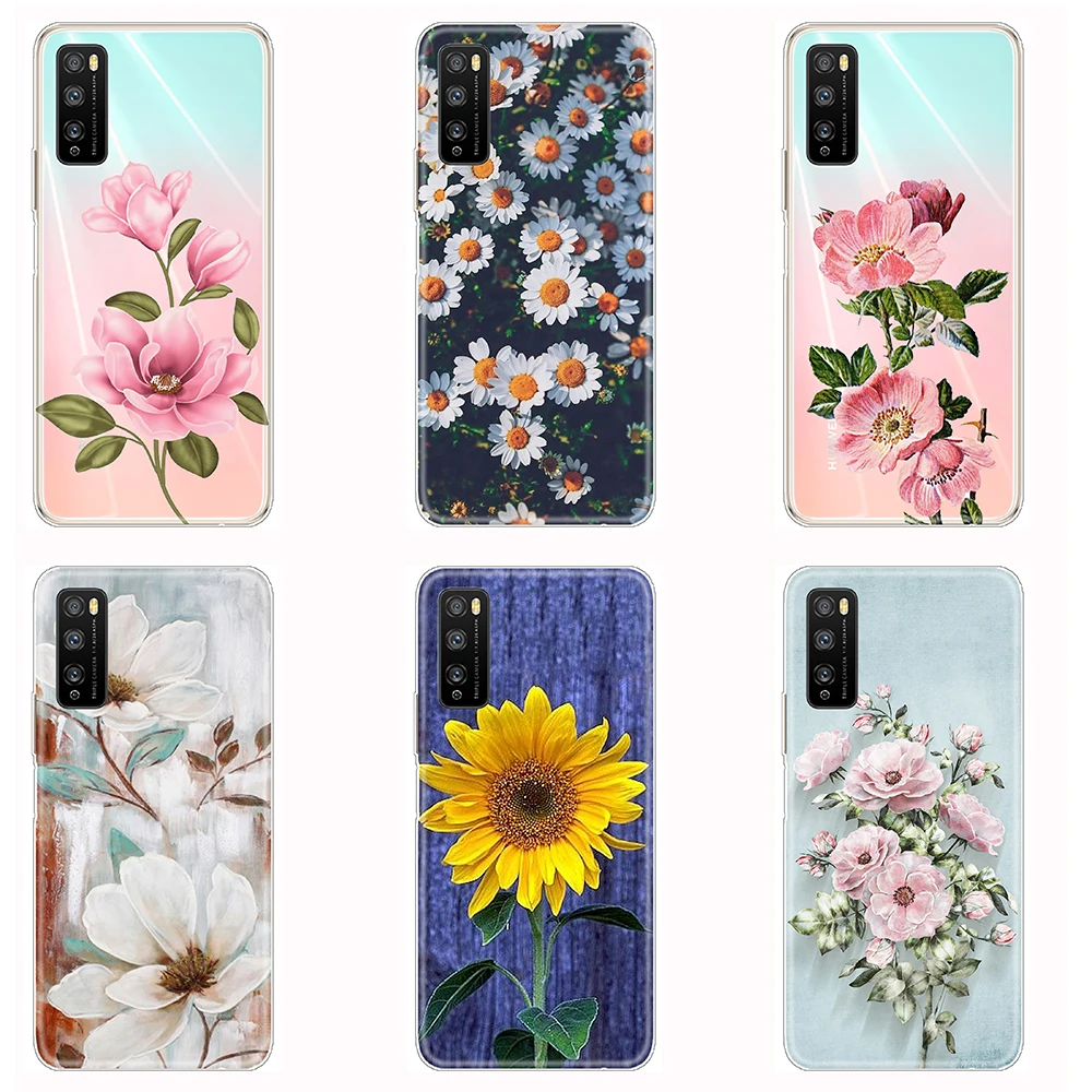 Чехол для Huawei Enjoy Z 5G прозрачный модный силиконовый женский чехол с цветами 6 5