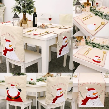 

2021 Christmas Decoration Home Christmas Dining Table Flag Chair Cover Kitchen Decoration Santa Claus Placemat Christmas Navidad