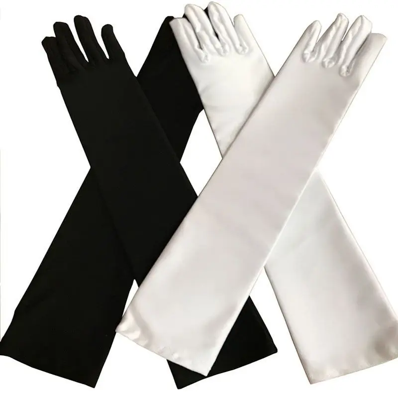 Anime maid role playing gloves elastic label suitable for spandex warm black / white.. |