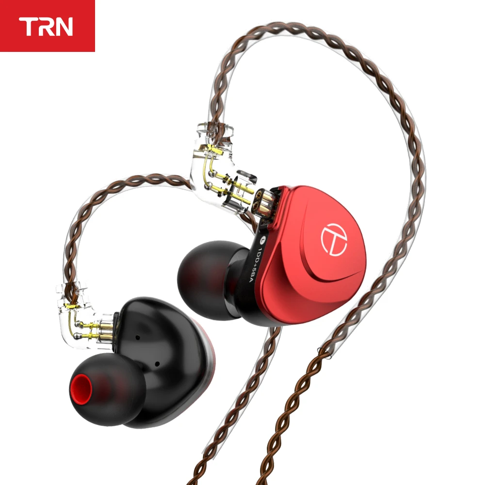 TRN V90S OCC Pure Copper Cable 5BA+1DD Metal Headset Hybrid HIFI Bass Earbuds In Ear Monitor Noise Cancelling Earphones