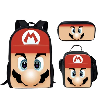 

Super Mario Bros Backpack for Kids Girl Boys Girls Cartoon Anime Schoolbag 3pcs Set School Backpack Escolar Infant Kids Bag