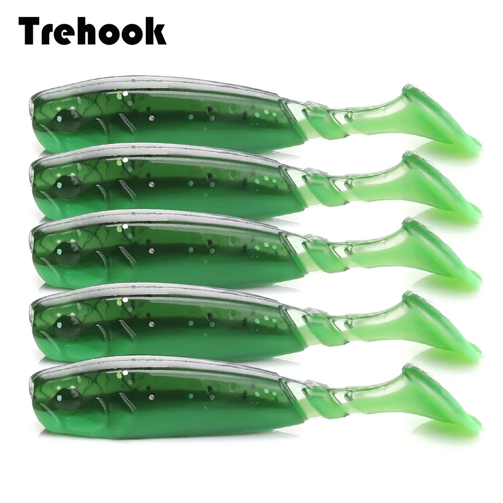 TREHOOK 5 шт./лот искусственные рыболовные черви Мягкая приманка 6 см 2 г Easy Shiner T tail для