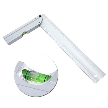 

90 Degree Angle Ruler Aluminum Alloy Square Marking Gauge Protractor With Level For Carpenter Measuring Tools 300mm