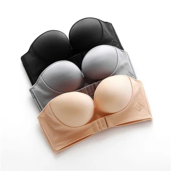 

Ladies Invisible Bra Strapless Solid Color Underwear Back Closed Bra Sexy Push Up High Quality Ladies Seamless Bra