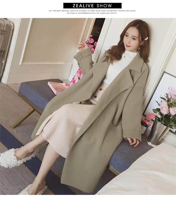 Large Size Women's Woolen Coat Autumn Winter New Plus Velvet Slim Jacket Woman Loose Long Casaco Feminino Inverno f2359