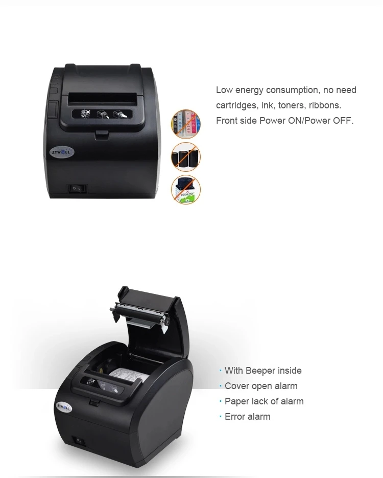 epson mini printer 80MM Thermal Receipt POS Printer Black Printer with Auto Cutter Bluetooth Ethernet USB Port Support Cash Drawer ESC/POS mini pocket thermal printer