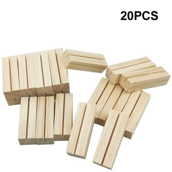 

20pcs/set Wood Memo Holder Sign Home Party Restaurant Rustic Picture Note Wedding Photo Clip Organizer Office Stand Table Decor
