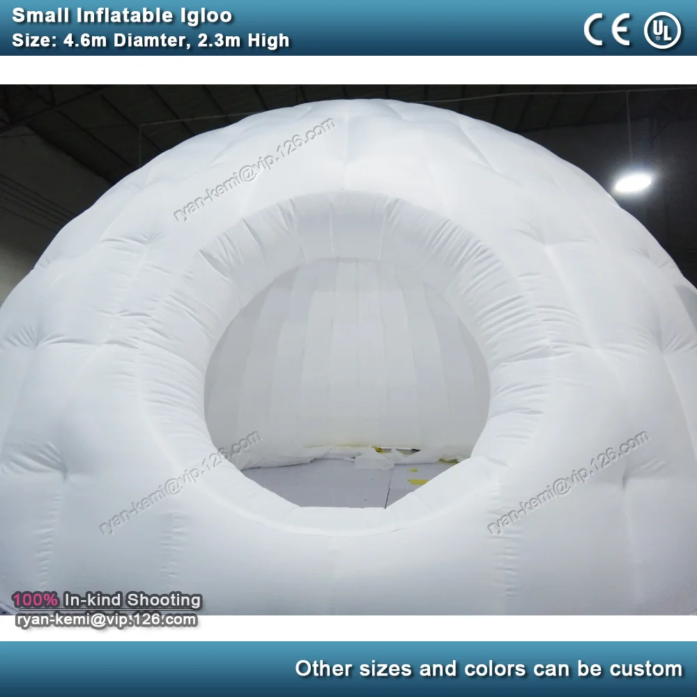 4,6 м диаметр небольшой надувной igloo палатка для вечерние мероприятия открытый круглый кемпинг Детская палатка с дверью белый надувной купол крыша