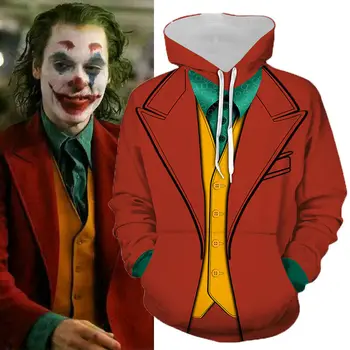 

2019 Men's 3D Print Clown Stephen King's Cosplay Hoodie New Two Styles Zipper Pullover Hooded Sweatshirt Plus Size
