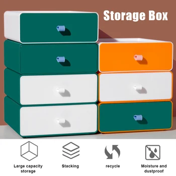 

Drawer Type Storage Box Office Desk Top Stackable File Storage Box Household Multi Function Storage Cabinet QP2