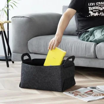 

Nordic Felt Storage Basket Portable Foldable Bag Snack Toy Debris Box Bathroom Dirty Clothes Storage Boxes Household Products
