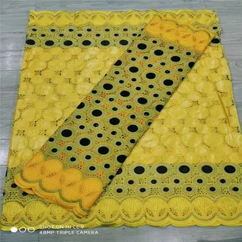 

2.5 y Swiss lace fabric +2.5 y Bazin Brode riche embroidery African 100% cotton fabrics Swiss voile lace Dubai style dress 18-17