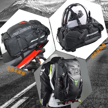 

MOTOCENTRIC New Waterproof Motorcycle Tail Bag Multi-functional Durable Rear Motorbike Seat Bag High Capacity Rider Backpack Red