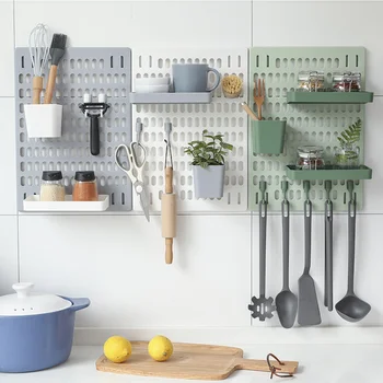 

Multifunctional Pegboard Wall Shelves Mounted Organizer for Decoration No Drilling Easy Assembly E2S