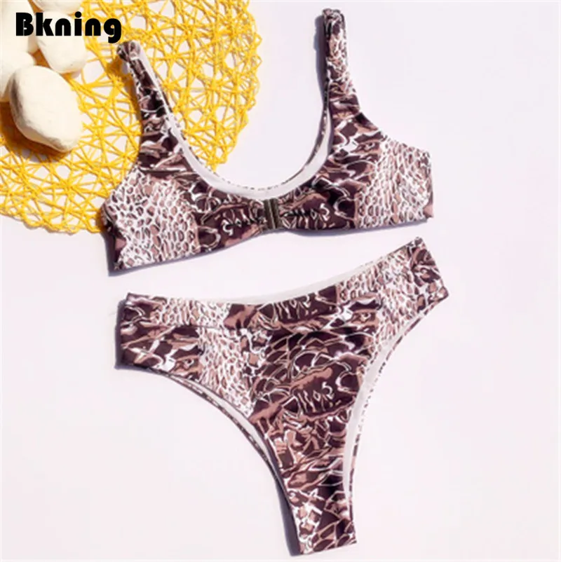 

New Snake Print Bikini Set 2019 Brazilian Bikinis Push Up Bathing Suit Two Piece Leopard Swim Bandage Strappy Low Waist Biquini