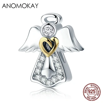 

Anomokay Classic 100% 925 Sterling Silver Guardian Angel Charm fit Bracelets & Necklaces White CZ Bead for DIY Jewelry Making