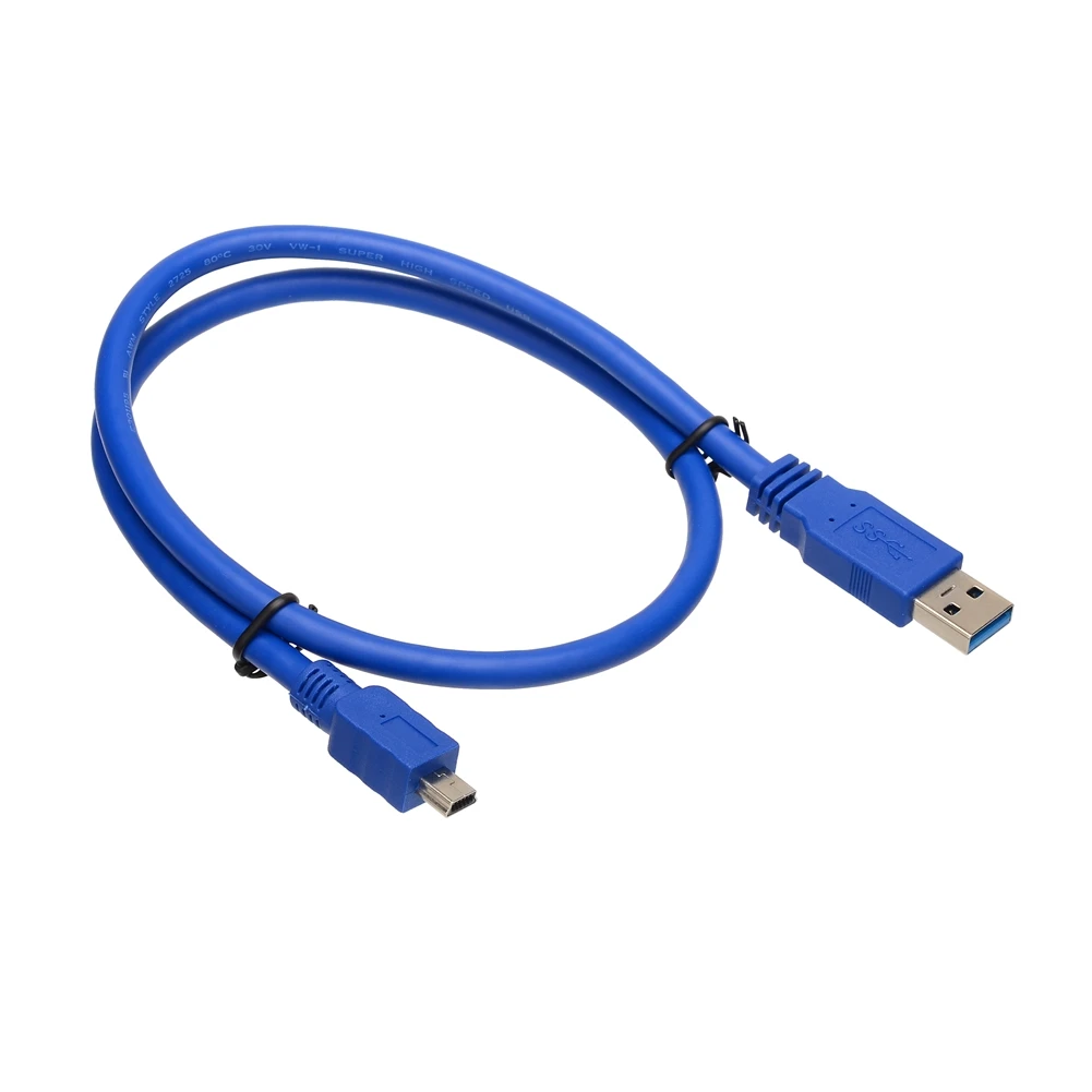 10pin Mini USB 3.0 Cable SuperSpeed Blue - Type A-Male to B 10-Pin Male 1 Meter (3 Feet) Round | Электроника