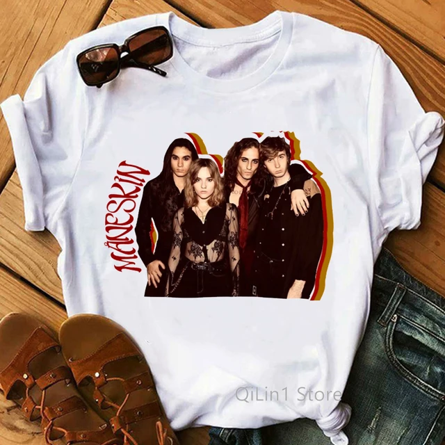 MåNeskin Women'S T-Shirts Maneskin Rock Band  Graphic Print Tshirt Femme Zitti E Buoni Damiano David T Shirt Female Streetwear J0070144
