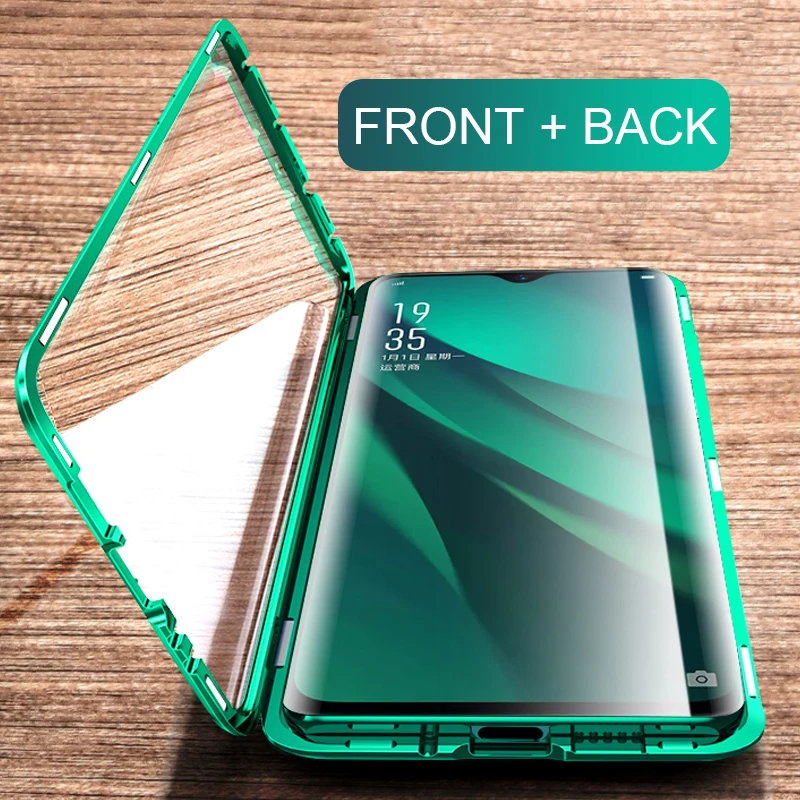 Чехол из закаленного стекла для Oppo Realme 5 Pro 360 дюйма Магнитный флип-чехол с полным