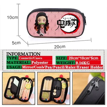 

Anime Demon Slayer: Kimetsu No Yaiba Pencil Case Make Up Cosmetic Bag Cartoon Student Multi-function Flip Stationery Bag Gift