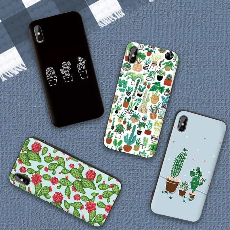 

Trendy Cute Cactus Patterned Case For Samsung A10 A20 A30 A40 A50 A60 Cover A5 6 2018 A8 A6 Plus MJ M40 Coque Funda