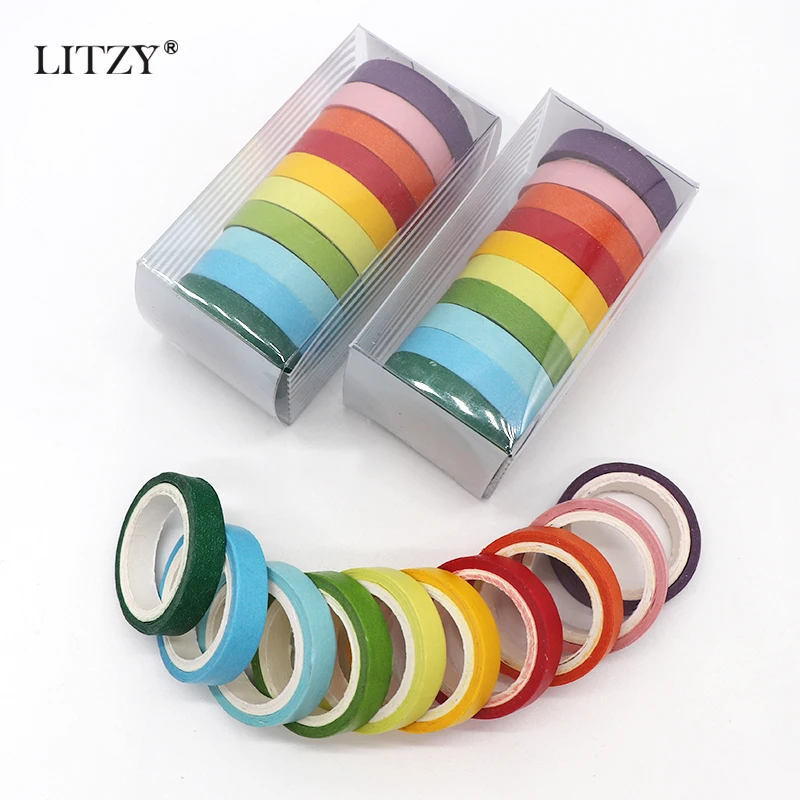

10Pcs/Lot Macarons Masking Washi Tape Set DIY Craft Decor Scrapbooking Tape for Diary Album Stationery School Supplies 10color