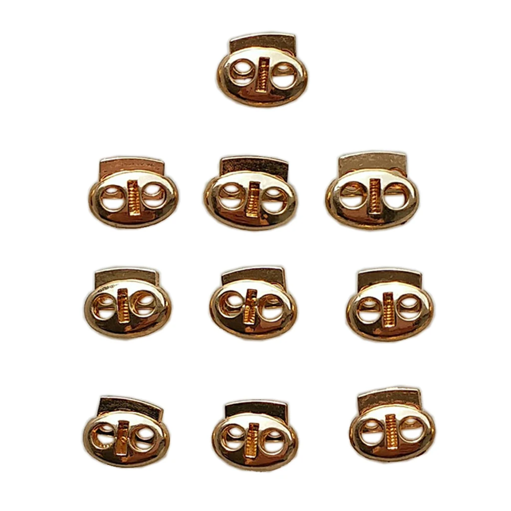 10pcs Travel Dual Holes Cord Locks Spring Loaded Stopper Toggle Buckle Clamp
