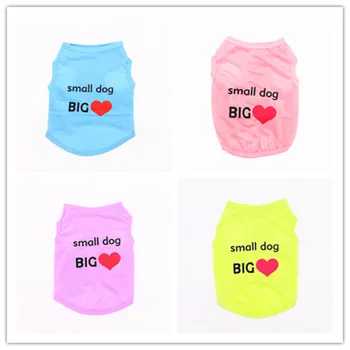 

Small Dog BIG Love Four Colors Summer Pet Dog Clothes Vest T-shirt Lovely Beautiful Soft Comfortable Small Pet Dog Cat Clothes