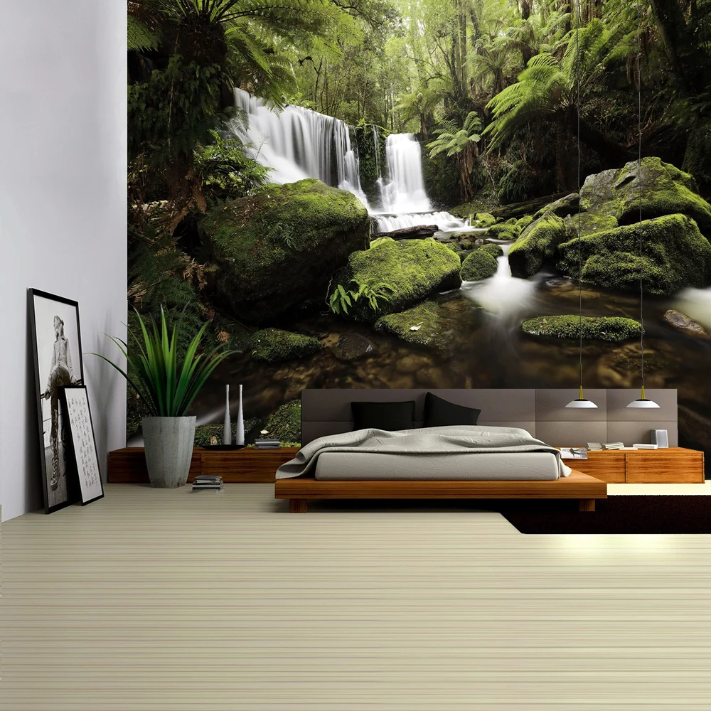 Forest Stream Tapestry Wall Hanging Sandy Beach Picnic Rug Camping Tent Sleeping Pad Bedspread
