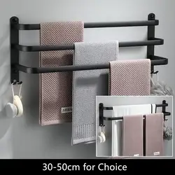 Towel Rack Towel Hanger Rail Wall Mounted Towel Rack Space Aluminum Towel Bar Rail Matte Black Towel Holder Bathroom Accessories