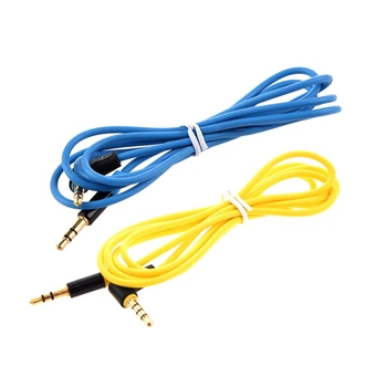 

2 Pcs 3.5MM Male to Male Car AUX Cord Studio o Extension Bent Cable, Blue & Yellow