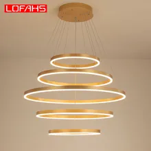 LOFAHS, современный светодиодный светильник для гостиной, столовой, фойе, купольная, кухонная, алюминиевое кольцо, подвесная люстра, освещение