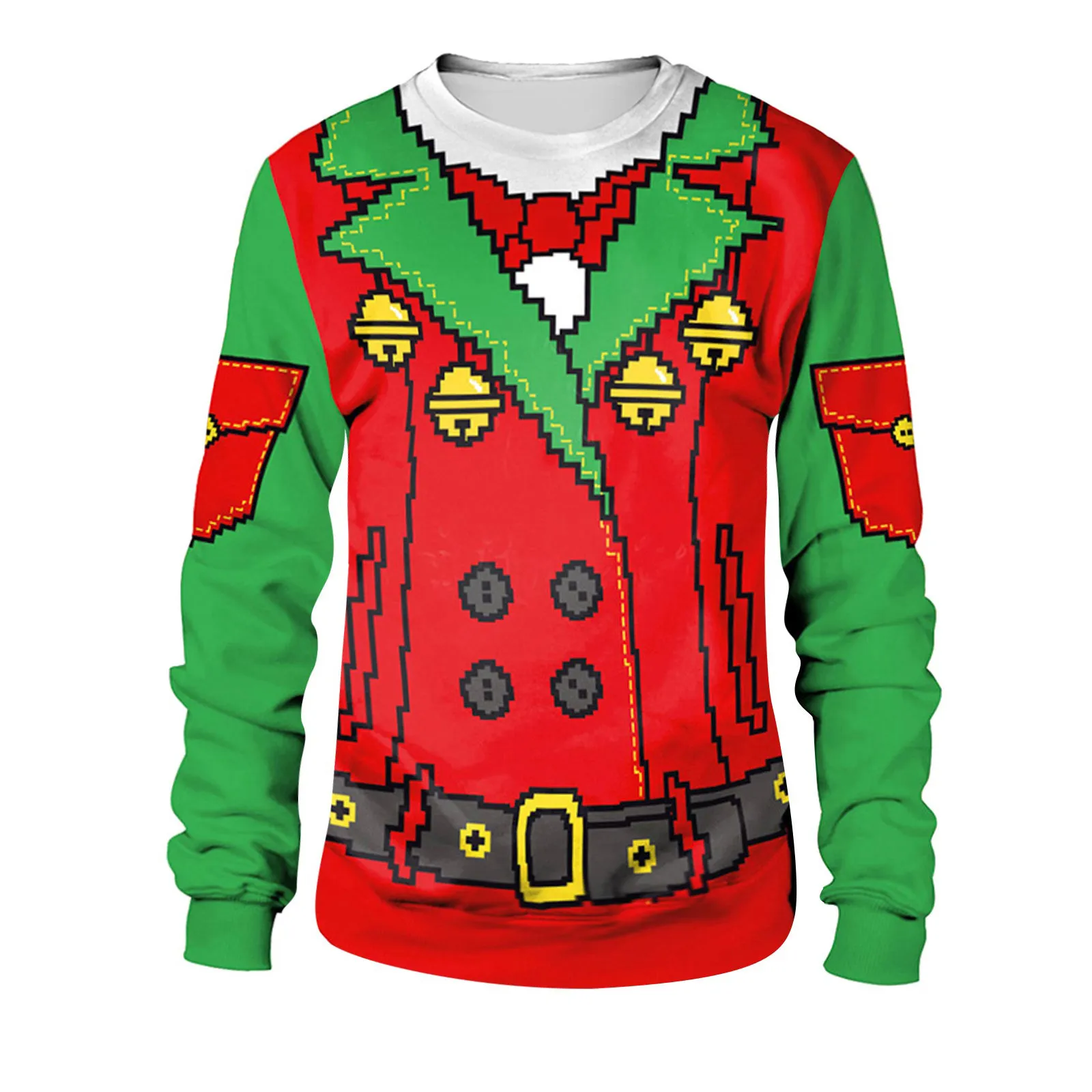 Funny Print Women Hoodies Harajuku Long Sleeve O-neck Patchwork Pullover Tops 2021 Winter Female Christmas Clothes Sudaderas 1