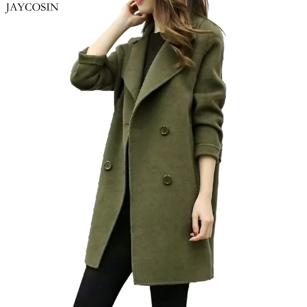 JAYCOSIN теплая Женская осенне-зимняя куртка, повседневная верхняя одежда, парка, кардиган, тонкое пальто, женское длинное шерстяное пальто, большой размер