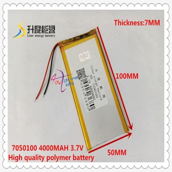 

3.7V 4000mAH 7050100 ( polymer lithium ion / Li-ion battery ) for tablet pc power bank cell phone speaker GPS MP4